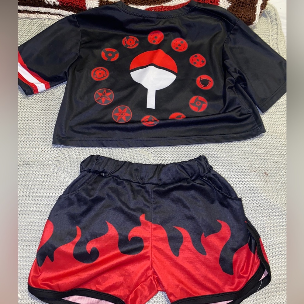 SOLD Naruto akatsuki crop top short set